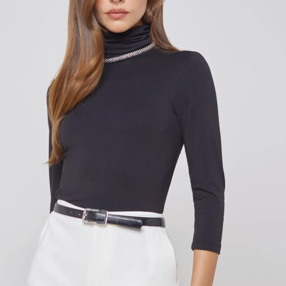 L’agence Aja Turtleneck Black Sweater Size M